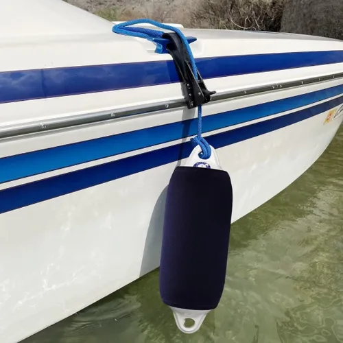 Miniatura 6 de Boat Fender Covers 8" x 22"/10" x 26"/ 6" x 18" Fender Covers Marine Boat Bumper Sleeves for Twin Eye & Center Rope Tube Style Fenders, Black & Navy