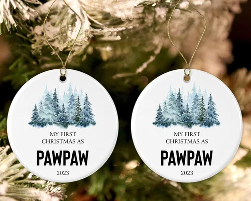 Miniatura 3 de My First Christmas As Pawpaw 2023 Adorno redondo para árbol de Navidad, regalos para papaya, recuerdo de nietos, adorno de árbol de Navidad