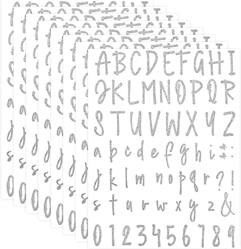 Miniatura 12 de Sepamoon 552 calcomanías de letras, 8 hojas autoadhesivas de vinilo del alfabeto, calcomanías de números de buzón impermeables para manualidades
