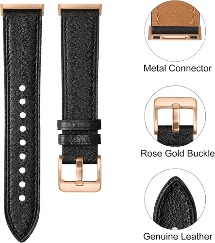 Miniatura 7 de Maledan Paquete de 2 correas de cuero de grano compatibles con Fitbit Versa 3 y Fitbit Sense Smartwatch