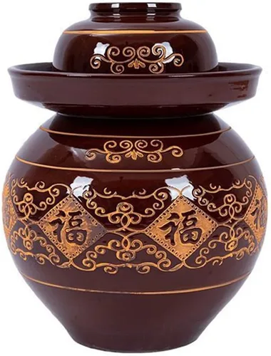 Tarro grande de encurtidos de porcelana china tradicional, maceta de fermentación de cerámica natural, tarro de fermentación con tapa de bloqueo de