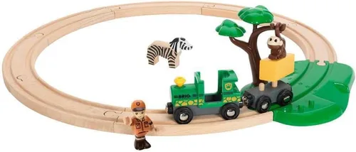 BRIO World - 33720 Safari Railway Set - Juego de tren de juguete de madera imaginario para niños pequeños | Juego creativo | Compatible con