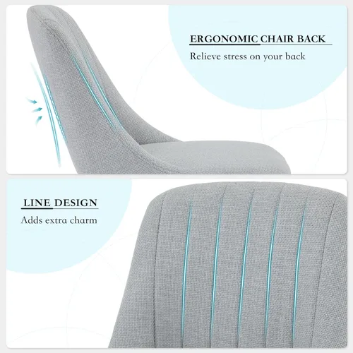 Miniatura 6 de Juego de 2 sillas de comedor tapizadas modernas, soporte ergonómico para la espalda, capacidad de 300 libras, patas de roble para comedor, hogar