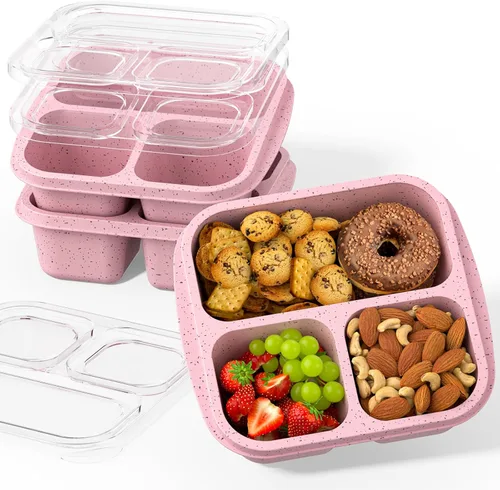 Miniatura 10 de Cajas de aperitivos (paquete de 3) – Cajas Bento apilables con 3 compartimentos, recipientes de preparación de comidas reutilizables, recipientes