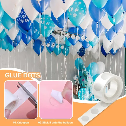 Miniatura 2 de gegemaoyi 1000 Piezas Puntos de Pegamento Transparentes para Globos Adhesivo Removible Puntos Adhesivos de Doble Cara Cinta de Puntos de Pegamento