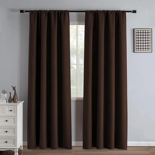 Miniatura 84 de IGEMAEVE Cortinas 100% opacas de 108 pulgadas de largo para dormitorio, juego de 2 paneles de cortinas opacas con bolsillo para barra y pestaña