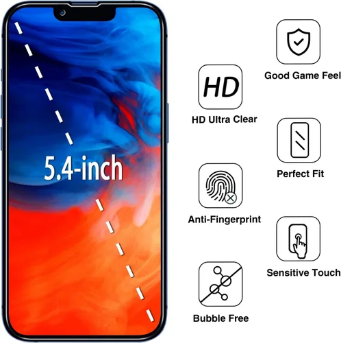 Miniatura 2 de Paquete de 2 protectores de pantalla de privacidad diseñados para iPhone 13 Mini de 5.4 pulgadas, vidrio templado antiespía, antiarañazos, sin