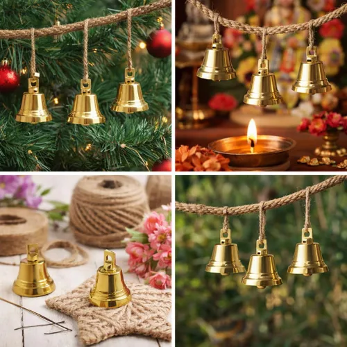 Miniatura 2 de Campanas pequeñas de latón indio para decoración de puerta del hogar, manualidades, campanas, decoración de Navidad, campanas de mascotas, adornos