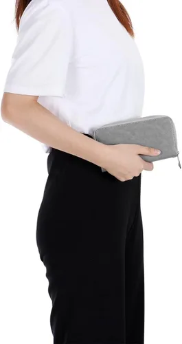 Miniatura 7 de Cartera de doble cierre para mujer, con correa de mano, para tarjetas, dinero en efectivo, monedas, celular