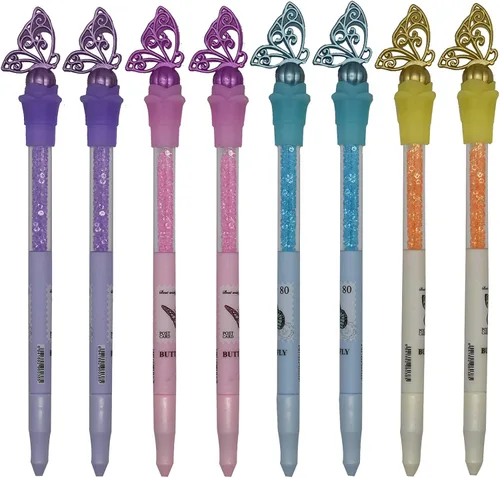 Miniatura 10 de Maydahui 12 bolígrafos retráctiles para pájaros, novedosos bolígrafos de paloma de cristal de arenas movedizas, tinta negra, para escuela, oficina