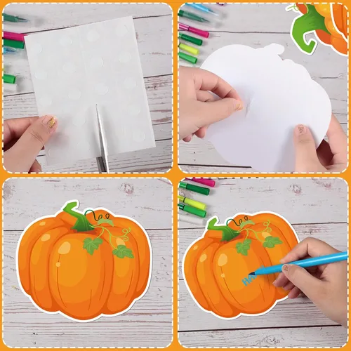 Miniatura 3 de Zhanmai 60 piezas de calabazas de Acción de Gracias, decoración de tablón de anuncios de otoño, Acción de Gracias, recortes de calabaza de papel