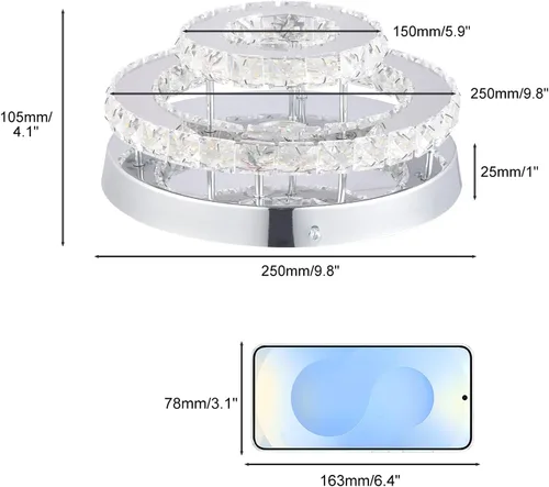 Miniatura 2 de Mini candelabro LED de cristal para techo, 2 capas, lámpara de techo empotrada, moderna iluminación para pasillo, escalera, cocina, baño