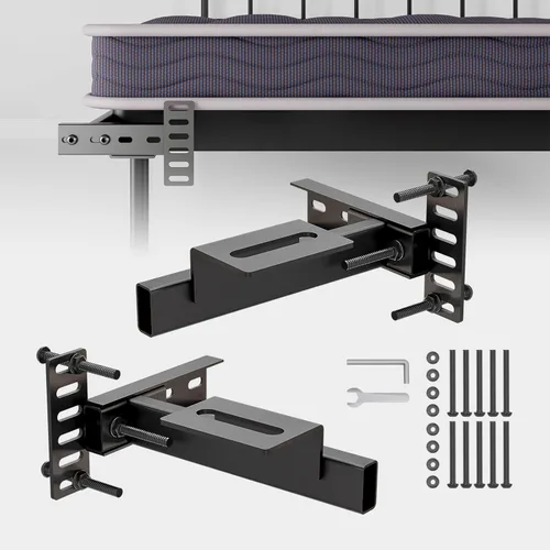 Soportes ajustables para cabecero – Soportes de montaje en pared de metal para cabecero con kit de extensión de estribo para cama individual,