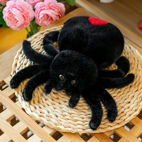 Miniatura 2 de Juguete de peluche de araña, suave peluche Kawaii de Halloween de 10 pulgadas, decoración de regalo para niños y adultos (negro)