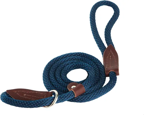 Correa de cuerda británica para perros, 4 pies, color azul, cómoda y duradera, correa de entrenamiento de cuerda tradicional para obediencia y