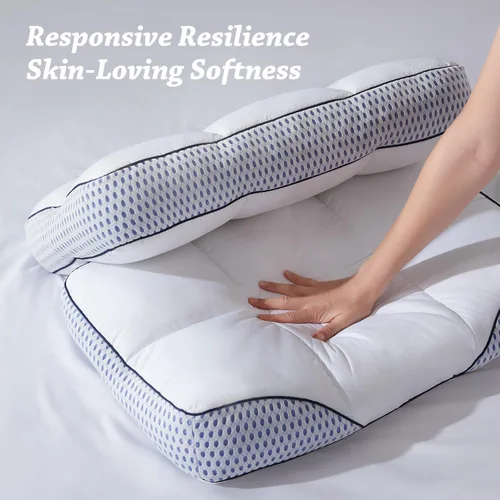 Miniatura 5 de Glaciman Almohada de espuma viscoelástica triturada para personas que duermen de lado y boca arriba - almohada ergonómica firme para aliviar