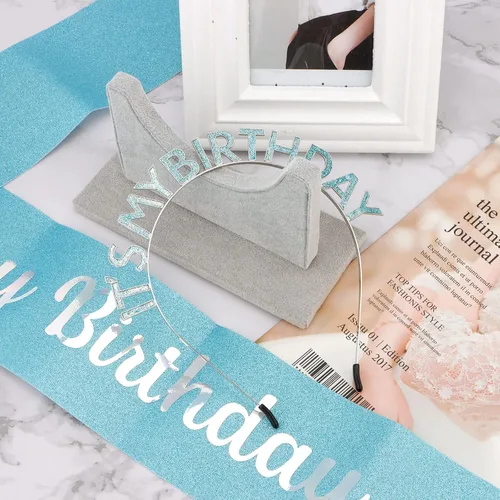 Miniatura 7 de Coronas y bandas de cumpleaños para mujer: diadema festiva y juego de accesorios de cumpleaños It's My Birthday