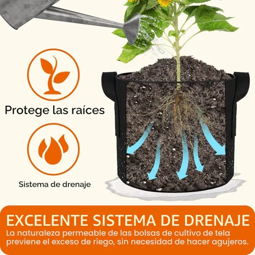 Miniatura 5 de Gardzen - Paquete de 10 bolsas de cultivo de 7 galones, macetas de tela de aireación engrosadas de 300 g con asas, macetas de tela resistentes