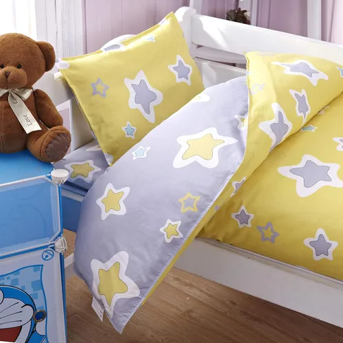 Miniatura 3 de MEJU Funda de edredón 100% algodón estrella amarillo, 43 x 59 pulgadas + funda de almohada de 13 x 19 pulgadas, juego de ropa de cama con cierre