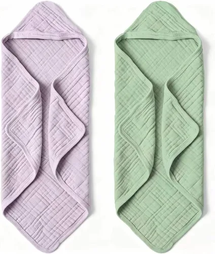 Miniatura 7 de Toallas de baño con capucha de muselina orgánica, paquete de 2 toallas de baño 100% algodón orgánico para bebés, bebés, niños pequeños, 32 x 32