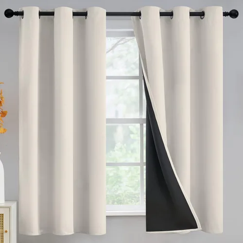 Miniatura 245 de Yakamok Cortinas negras, cortinas de ventana con aislamiento térmico y eficiencia energética para dormitorio, cortinas opacas completas y cortinas