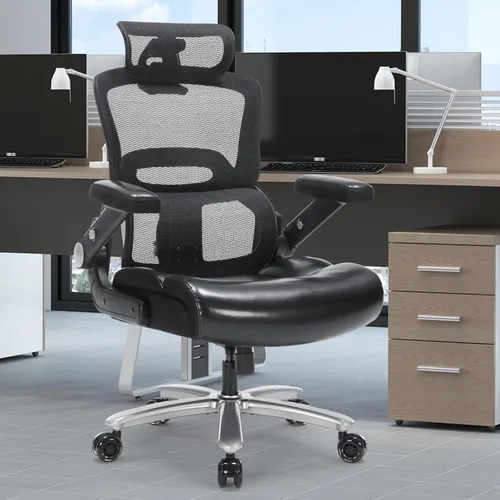 Miniatura 9 de Silla de oficina grande y alta de 500 libras, silla de escritorio ergonómica resistente con soporte lumbar ajustable, silla ejecutiva de computadora