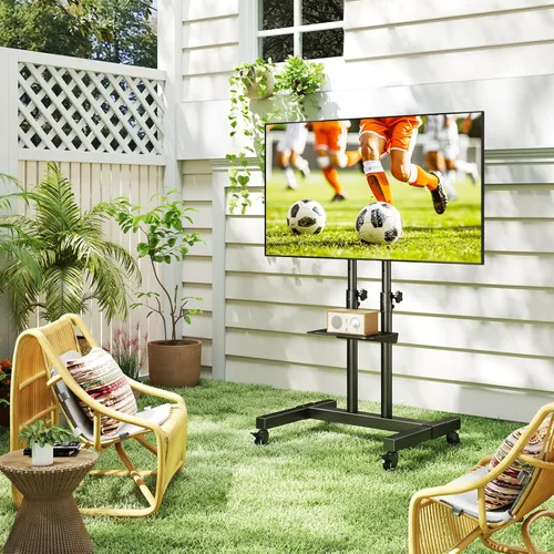 Miniatura 9 de TAVR Furniture - Soporte de TV móvil con ruedas, soporte de TV rodante con montaje en el suelo con ruedas bloqueables, altura ajustable para TV