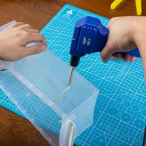 Miniatura 2 de Kit de soldador de plástico WEP 960-V 110V con luces LED con 200 grapas calientes y alicates para soldadura de plástico de parachoques de coche, Azul