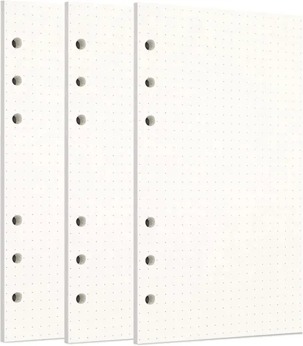 Miniatura 48 de Zelten 1 paquete A5 de 80 hojas/160 páginas 4 en 1 rayado cuadrado punteado en blanco hojas sueltas perforadas papel de repuesto de papel