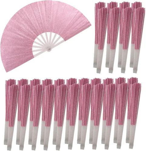 Miniatura 20 de 10 ventiladores plegables grandes de mano para hombres y mujeres, abanicos decorativos plegables, accesorios rave, utilizado para bailes, fiestas
