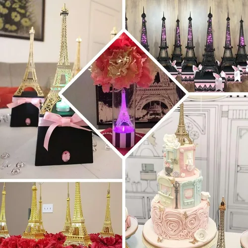 Miniatura 5 de Efavormart - Centro de mesa de la torre Eiffel de metal negro de 10 pulgadas, elegante decoración de la torre Eiffel negra y figura decorativa