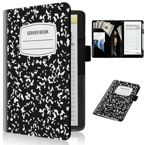 Miniatura 12 de Libros de servidor para camareras con bolsillo con cremallera – Libro de camarera gótico pastel con calavera de bruja, organizador de dinero
