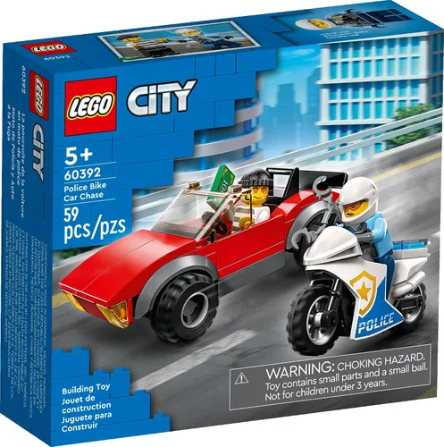 Miniatura 3 de LEGO City Police Bike Car Chase 60392, juguete con vehículo de carreras y juguetes de motocicleta para niños de 5 años más, idea de regalo