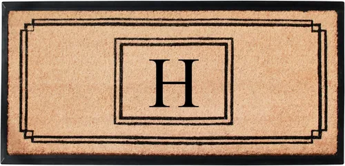 Miniatura 64 de A1HC - Tapete de puerta con monograma de fibra de coco natural para puerta delantera, 24 x 48, felpudo duradero tratado anti-desprendimiento