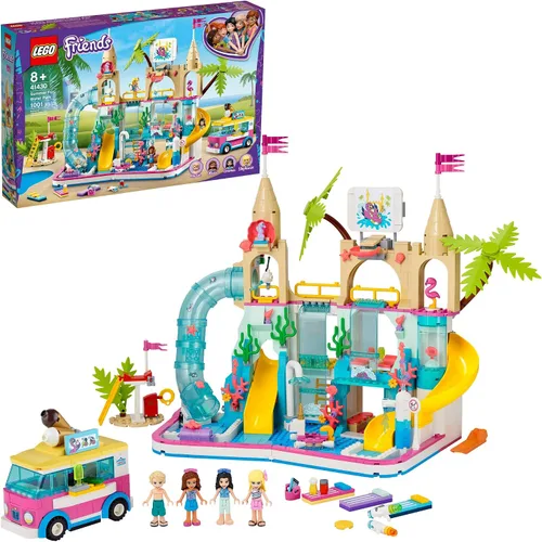 LEGO Friends Summer Fun Water Park 41430 - Juego con figuras de mini muñecas construibles de Friends Stephanie, Emma, Olivia y Mason, juego perfecto