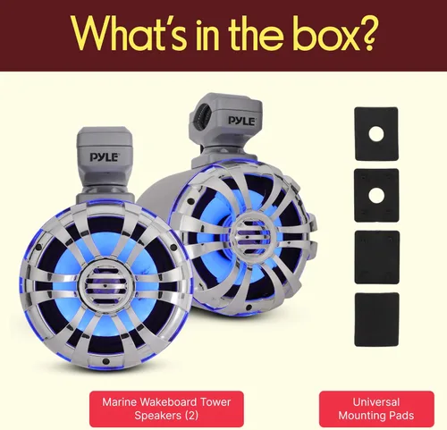 Miniatura 5 de Pyle Altavoces marinos – Torre de wakeboard con clasificación IP44 impermeable de 5.25 pulgadas y sistema de sonido estéreo de audio para exteriores