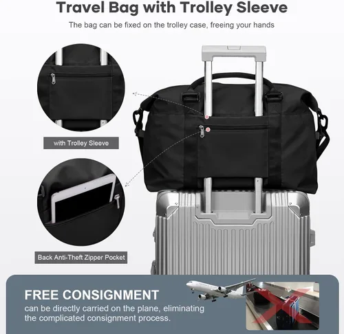 Miniatura 3 de Bolsa de viaje para gimnasio, bolsa de hombro para mujer, bolsa de hombro para fin de semana