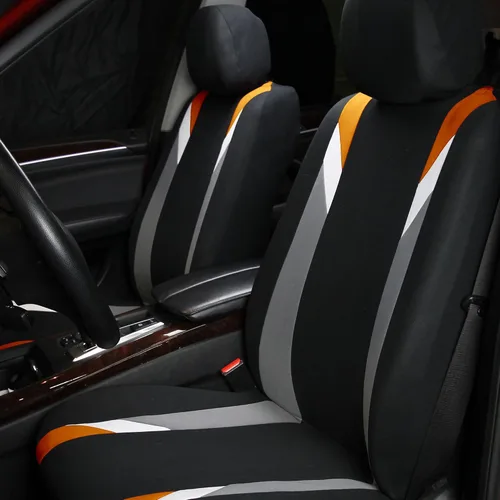 Miniatura 7 de FH Group Fundas de asiento de coche de tela plana modernistas de alta calidad, ajuste universal, fundas de asiento lavables para SUV, sedán, Naranja