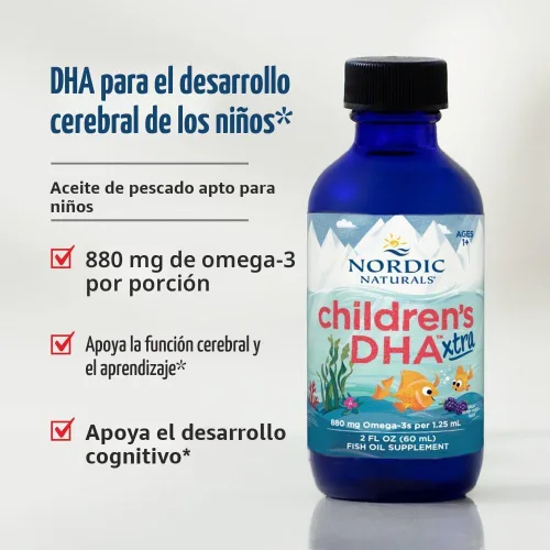 Miniatura 3 de Nordic Naturals DHA Xtra para niños, ponche de bayas - 2 onzas para niños - 880 mg de Omega-3 totales con EPA y DHA - Función cognitiva e