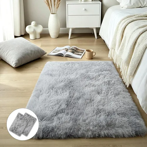 Miniatura 60 de KCHOWUA Alfombras Esponjosas y Peludas de Unicornio para Dormitorio de Niñas, 3x5 pies Lavable Antideslizante Alfombra de Área Shag Peluda para Sala