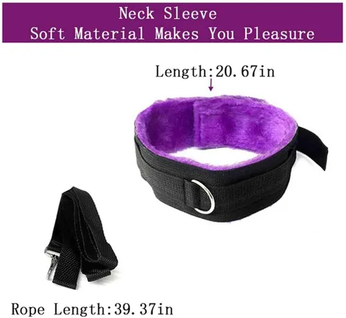 Miniatura 6 de Kit sexual de cuello a muñeca y tobillo detrás de la espalda, para parejas debajo de la cama King, correas y restricciones sexys ajustables