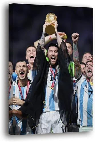 Miniatura 9 de SpiritualHands Lionel Messi - Póster en lienzo de Messi Argentina, póster de fútbol de Leo Messi para dormitorio de niños, 8 x 12 pulgadas, listo