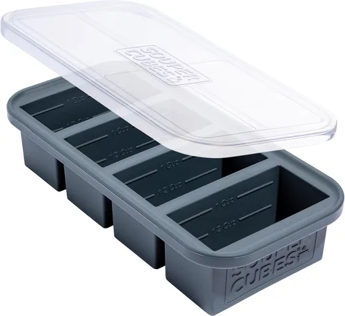 Souper Cubes Moldes de silicona para congelador de 1 taza, cubos de sopa perfectos para almacenar caldo, arroz, sobras y más, bandejas de silicona