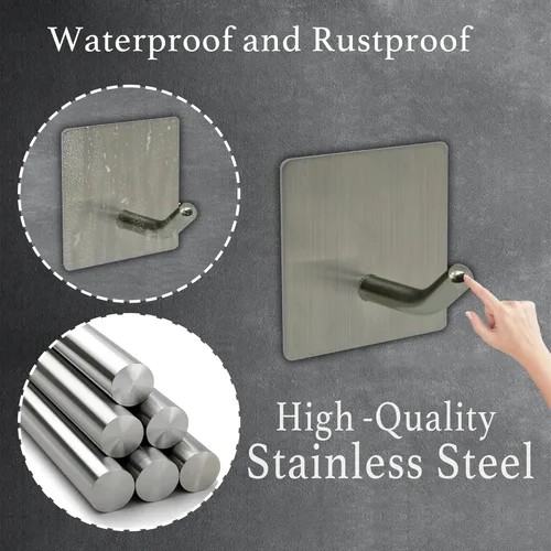 Miniatura 5 de Ganchos autoadhesivos, ganchos de pared de acero inoxidable resistentes, ganchos para toallas para colgar batas, duchas, abrigos y sombreros