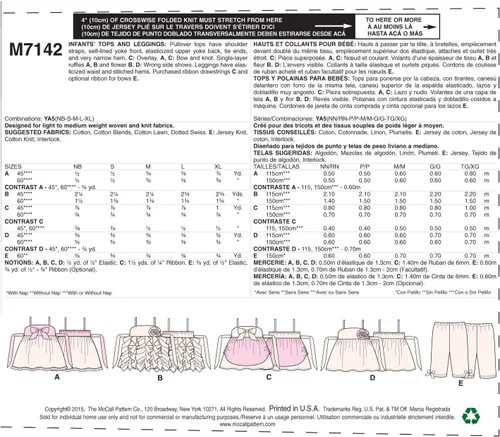 Miniatura 2 de McCall's Patterns M7142 Infants' Tops and Leggings Sewing Template, YA5 in One Envelope