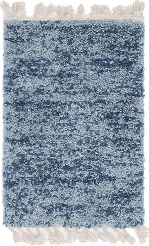 Miniatura 10 de Unique Loom Hygge Shag Collection - Alfombra moderna de inspiración marroquí, afelpada y acogedora, 2.2 x 3 pies, color azul/azul marino