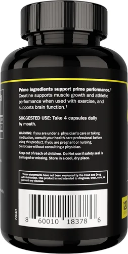 Miniatura 9 de Prime Labs Cápsulas de monohidrato de creatina - 5g (5000mg) - Crecimiento muscular, recuperación, función cerebral - para hombres y mujeres - 120