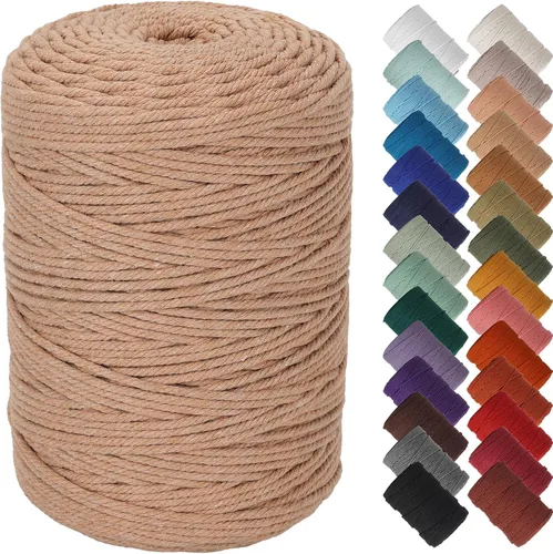 Miniatura 51 de NOANTA - Cuerda de macramé color beige natural, 1/8 pulgadas (3 mm) x 109 yardas (100 metros), cuerda de algodón colorido para colgar en la pared