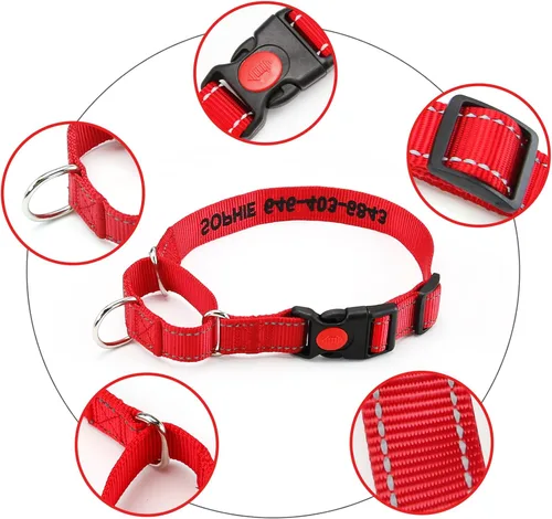 Miniatura 4 de Collar de martingala personalizado para perro - Collares de martingala reflectantes con hebilla, collares de martingala personalizados