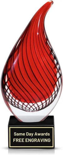 Miniatura 29 de Premio de Vidrio Artístico Soplado a Mano – Premio Elegante con Grabado Personalizado para Corporativo, Deportes, Jubilación, Reconocimiento
